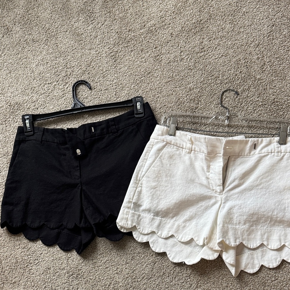 J. Crew Scallop Hem Shorts in Black & White